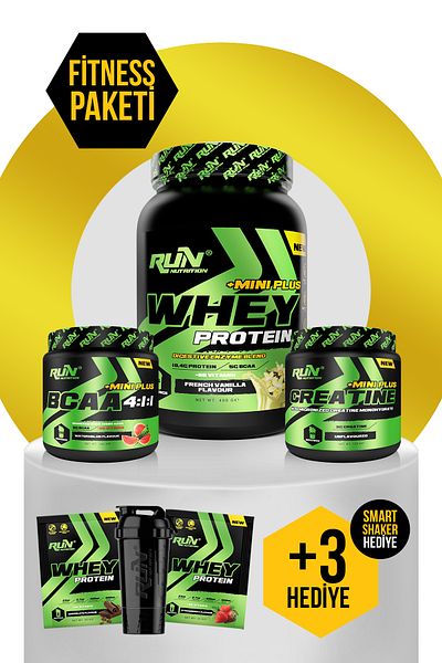Run Nutrition Fitness MINI Package - Whey Mini Plus FR.Vanilla, Bcaa Watermelon, Creatine - Gifted