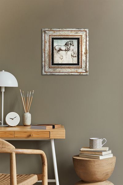 Pinecone Leonardo Da Vinci Statuia Calului Pictură pe Piatră Decor de Perete În Rama Artă de Perete