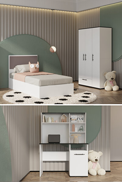 Modalife Still Genç Çocuk Odası Takımı Karyola+Başlık&Gardırop&Çalışma Masası...