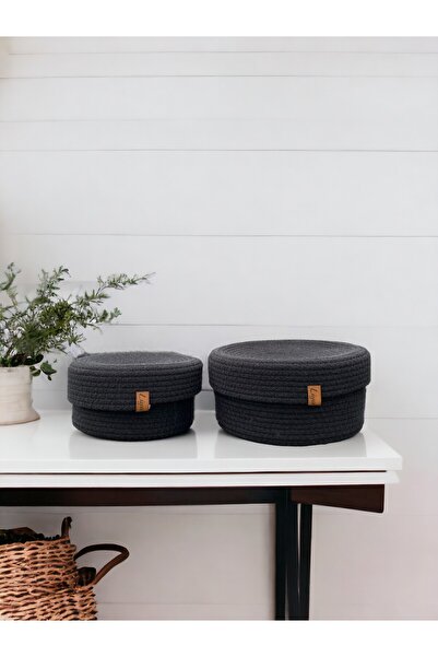 Liya Bella Χειροποίητο Σετ 2 Καλαθιών- Σετ Ψάθινο Καλάθι με Φυσικό Κάλυμμα απ...