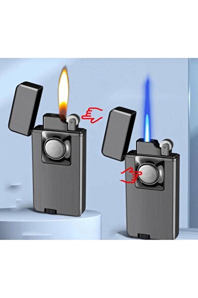 POLACOO Taşlı pürmüz çakmak çift ateş turbo gazlı çakmak lüx ürün