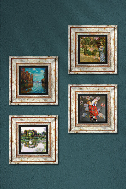 Pinecone Claude Monet Autumn, Japanese Costume, in the Garden, Arch with Roses Stone Wall Painting Framed Wall Decor