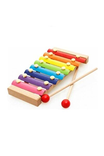BAMTEBİ Model Ahşap Ksilofon 8 Nota 8 Ton 25 Cm 8 Tuşlu Sesli Selefon Oyuncak...