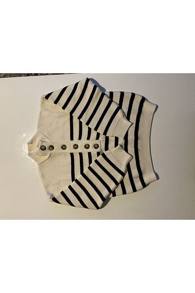 Dilvin Πουλόβερ Half Fisherman Button-κρεμ-μαύρο