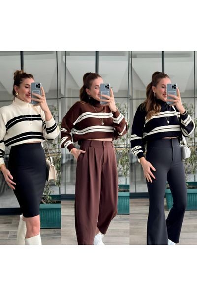 Store ModaEN New Season Black Striped Knitwear