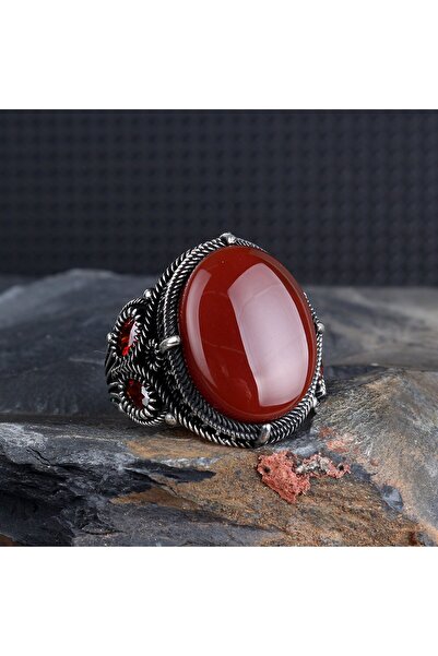 Tesbihsepetim OVAL MODEL AKİK TAŞLI 925 AYAR GÜMÜŞ YÜZÜK