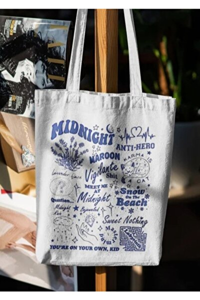 Cemira Taylor Swift Midnights Maroon Anti Hero Tote Bag Bez Çanta