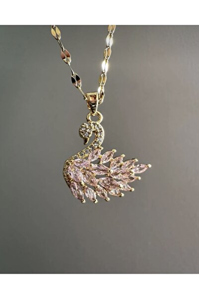 PANCO SHOP ACCESSORIES JEWELRY Altın Kaplama Şık Zirkon Taşlı Kolye Kelebek R...