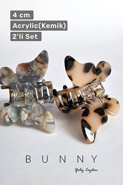 BUNNY SET DE 2 CATĂLĂRI ACRILICE CU BUTON (OSSA) DE 4 CM (CULOARE ÎNCHISĂ)