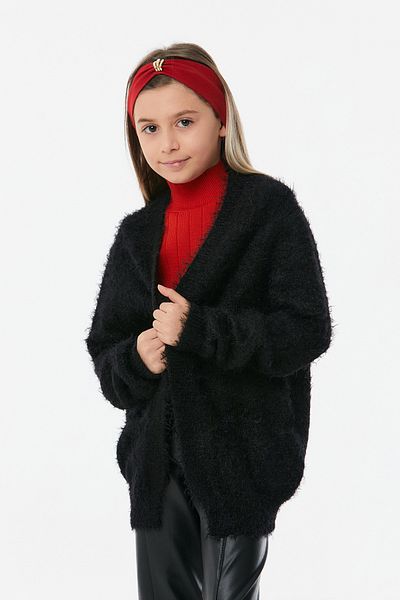 Fulla Moda Bearded Pocketed Girl's Cardigan