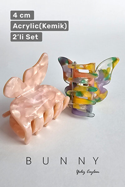 BUNNY SET DE 2 CATĂLĂRI ACRILICE CU BUTON FLUTĂ (OSSA) DE 4 CM (CULOARE DESCH...