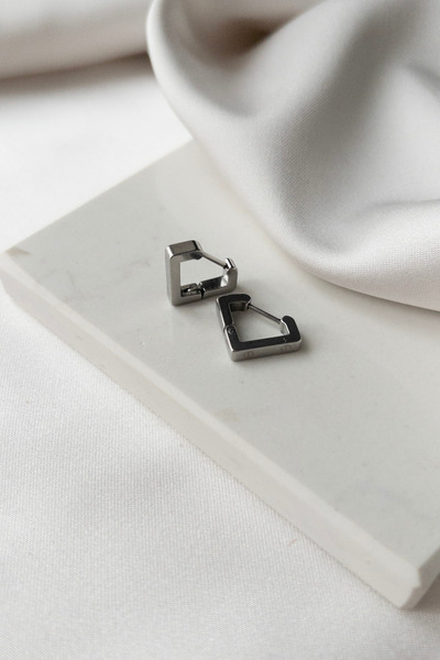 Karflake Narflake Minimal Ring Triangle Minimal Basic Elegant Steel Women's Earrings