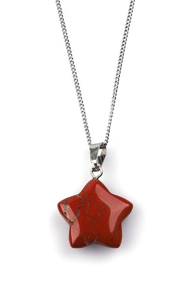 Doğal Taş Dünyası Certified Jasper Natural Stone Star Cut Necklace