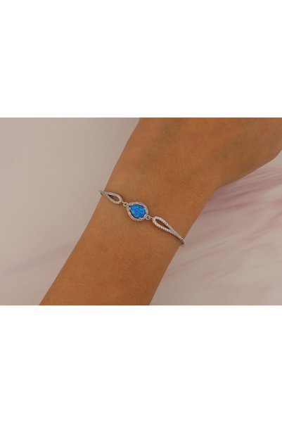 Silveranka 925 Ayar Gümüş Damla Opal Taşlı Bileklik