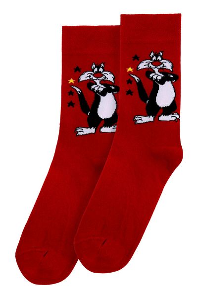 Dogo Unisex Vegan Red Socks - Warner Bros Sylvester Classic Design