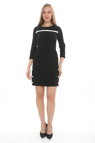 Element's Women's Black Fabric White Fabric Detailed Dress