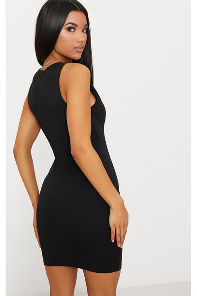 ModaLy Moda Women's Black V-neck Sleeveless Mini Dress 385