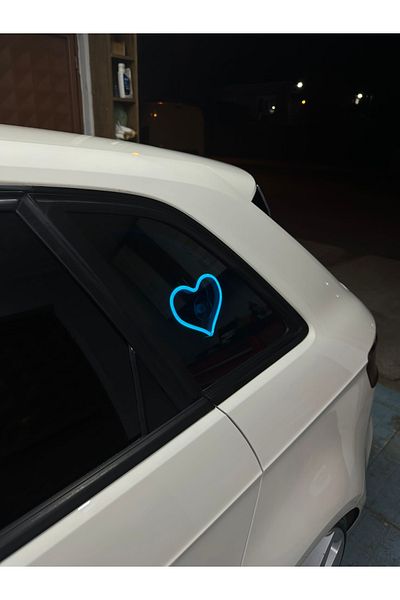3dbaydesign In-Car Neon LED Light Decor HEART (12 Volt Suction Cup Ice BLUE)