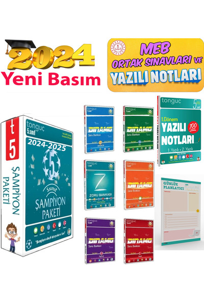 Tonguç Yayınları 5. Sınıf Şampiyon Paketi Dinamo & Zoru Tüm Dersler 5. Sınıf ...