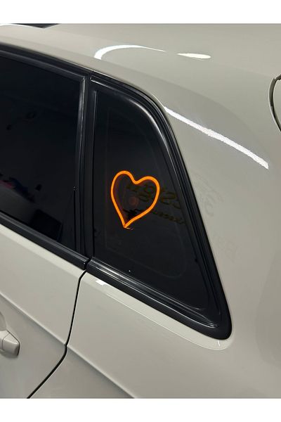 3dbaydesign Car Interior Neon LED Light Decor HEART (12 Volt Suction Cup AMBER YELLOW)