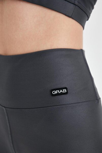 GRAB Women's Gray Shiny Sports Leggings