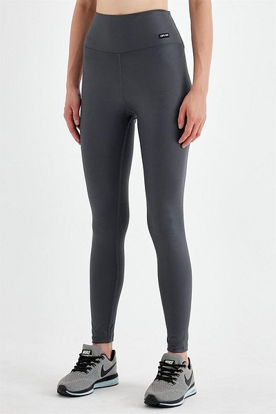 GRAB Women's Gray Shiny Sports Leggings