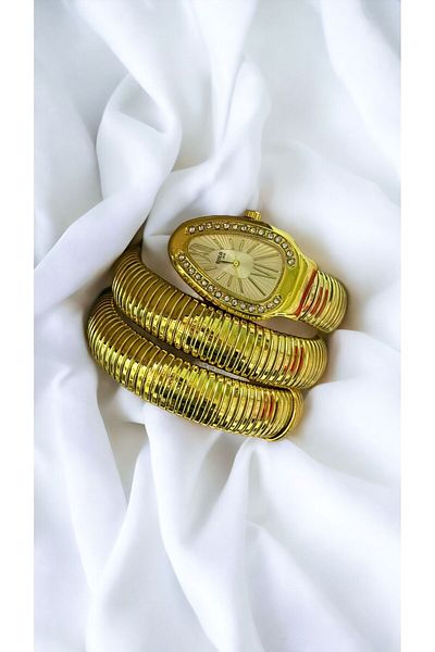 Has Snake Model Gold Women's Wristwatch