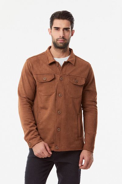 Fulla Moda Μπουφάν σουέτ με διπλή τσέπη