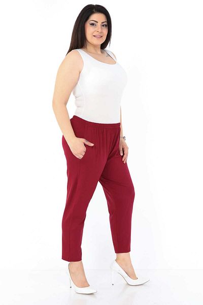 modayız Claret Red Stretch Trousers 21c-0987