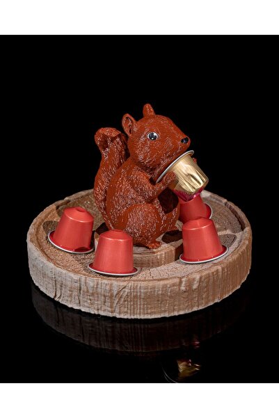 Genel Markalar Sincap Kahve Kapsül Tutucu Büyük Boy 19CM