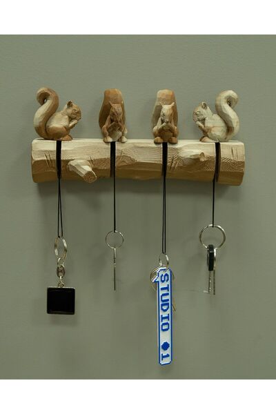 TuransoyCraft Sincap Ailesi Ağaç Anahtar Askılığı