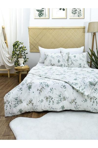 ELY PARKER Σετ Παπλωματοθήκη μονό 100x200 100% βαμβακερό λουλούδι με μοτίβο λευκό