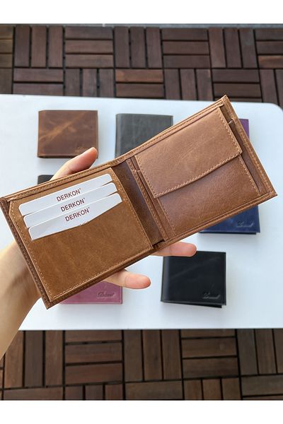 DERKON 100% Genuine Crazy Leather Morry Model Wallet