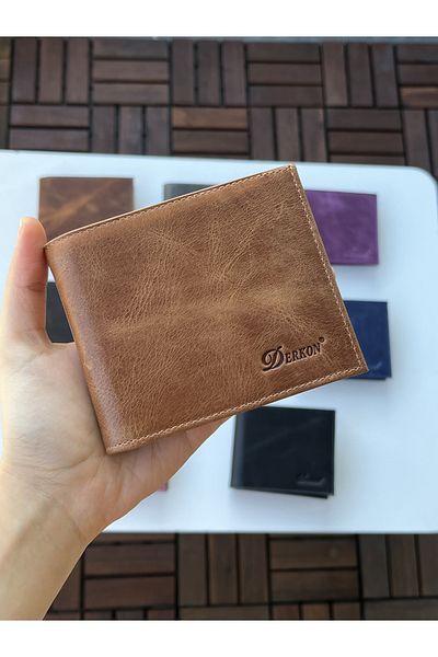 DERKON 100% Genuine Crazy Leather Morry Model Wallet