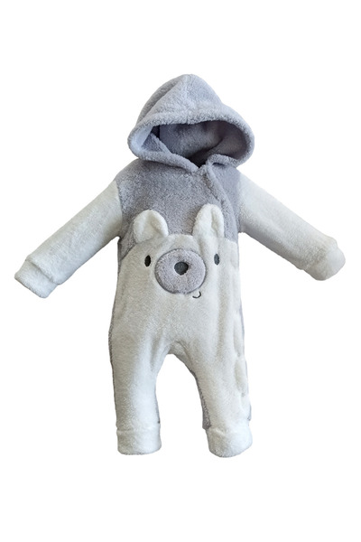 Bebezade Baby Unisex Welsoft Bear Jumpsuit - Hooded Jumpsuit with Snap Closure