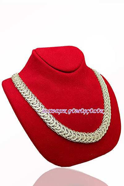 Altınışık Gümüşçülük balık sırtı modeli telkari takım kolye 925 ayar gümüş