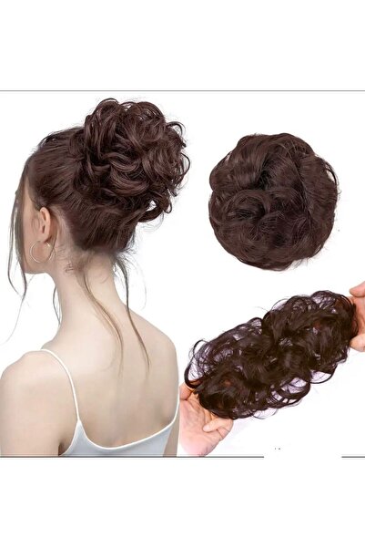 Queen Nelly Ithal Lüks Fiber Lastikli Postiş Peruk Hazır Dağınık Topuz Saç To...