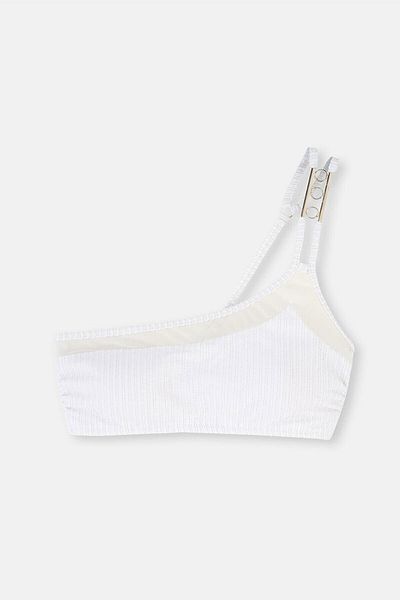 Dagi Weißes One-Shoulder-Bikinioberteil