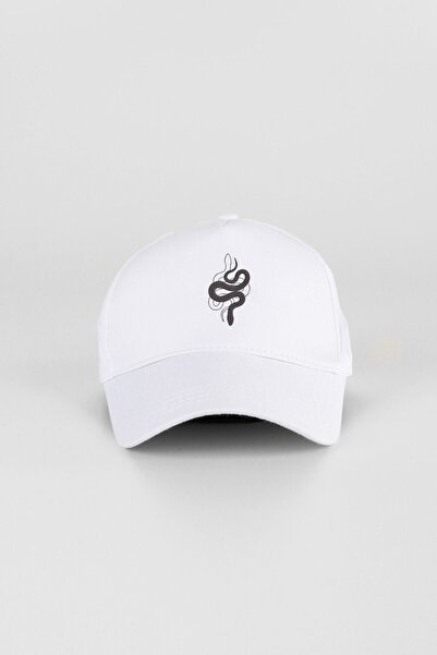 Kapin Snake Pattern Cap Hat - White