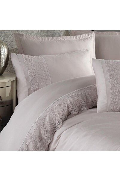 Clasy Satin Boutique - Double Duvet Cover Set, Valinor Stone Color