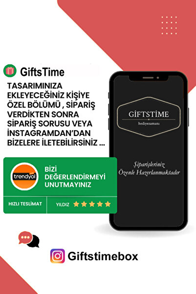 GİFTSTİME Sevgililer Gününe Özel Baş Harfli Fotoğraflı Kalp Kutu Çiçek Çikolata Ayıcık Anahtarlık Kolye