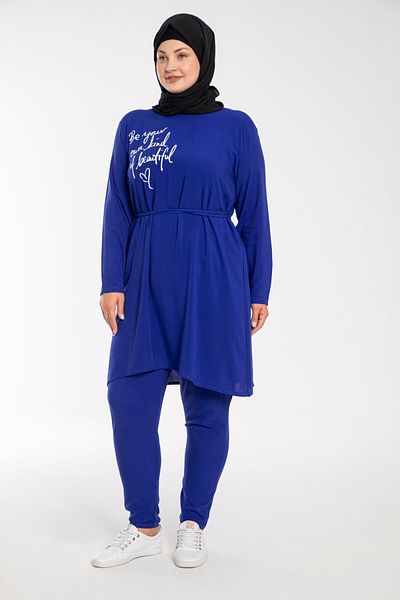 VISHENKA Women's Printed Saks Color Woven Viscose Large Size Hijab Suit
