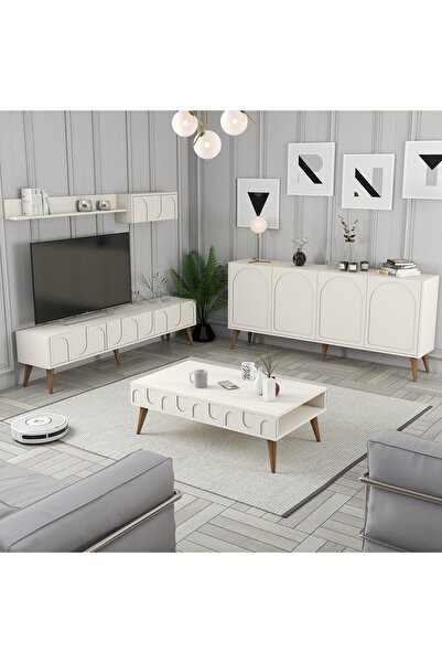 Variant Mobilya Lyon 3lü Salon Takımı - Krem / Ceviz