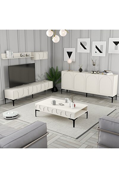 Variant Mobilya Lyon 3lü Salon Takımı - Krem / Siyah