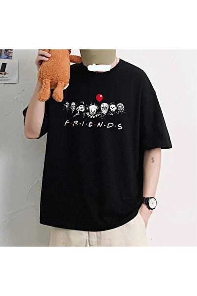 Le Savu تي شيرت مطبوع عليه أصدقاء ساحرة الهالوين باللون الأسود للجنسين مقاس ك...