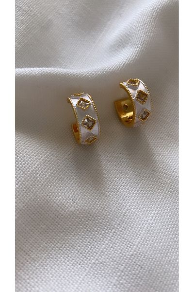 VNS Accessories Stone Detailed Hoop Earrings
