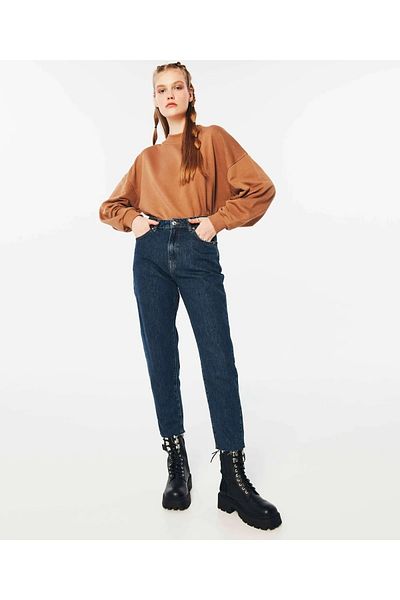 Livik Dark Mom Jean Pantaloni denim cu talie înaltă Lycra Colorfast Extra Confortabil