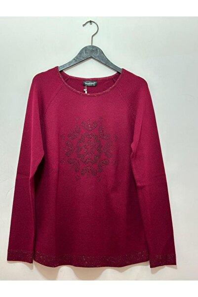 Desen Triko Велосипедна комір з вишивкою з каменів, великий розмір, трикотажн...