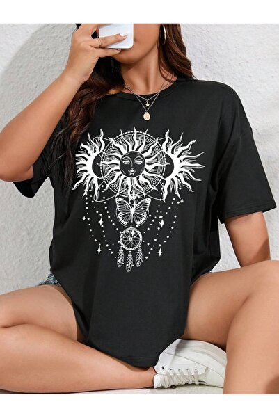 MOONBULL Γυναικείο μπλουζάκι Butterfly Sunshine Printed Oversize