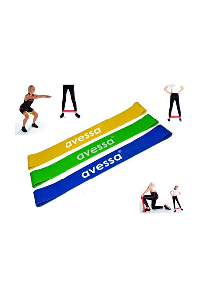 AVESSA 3 Adet Aerobik Band Hafif Orta Sert Direnç Pilates Direnç Lastiği Fizi...